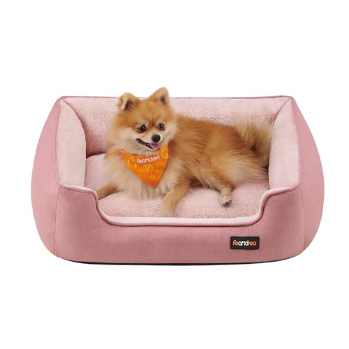 Feandrea Cama para Perros, Sofá de Lino para Mascotas, Bordes Elevados, Fondo...