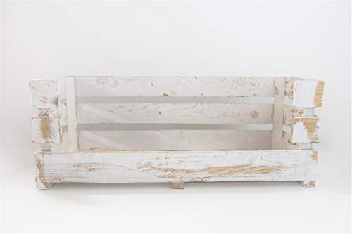 Cama para Mascotas Sam, Madera Blanco Vintage, Caja Grande Abierta,...