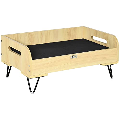 PawHut Cama de Madera para Perros Gatos Cama Cesta para Mascotas Pequeñas con...