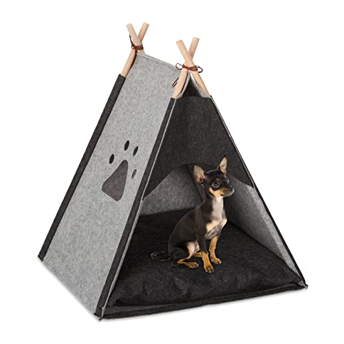 Relaxdays Tipi para Perros, Casita, Cama Gato, Tienda, Cojín, 1 Ud,...