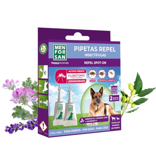 MENFORSAN Pipetas Anti-Insectos para Perros con Margosa, Geraniol y Lavandino,...