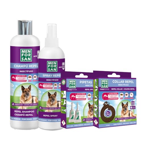 MENFORSAN, Pack de 4 Productos antiparasitarios para Perros, Contiene Cuatro...