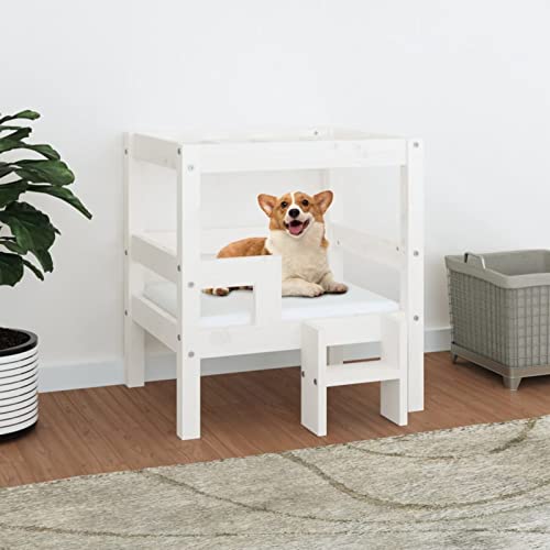 BaraSh Cama para Perros Madera Maciza de Pino Blanco 55,5x53,5x60 cm Cama Perros...
