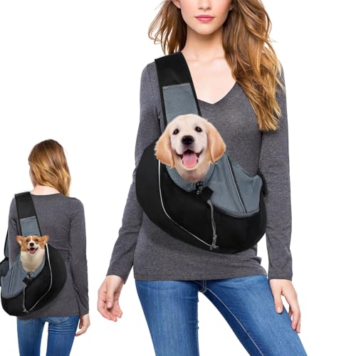 Bolsa de transporte para perros, color negro, M6, para perros y gatos de 6 kg a...