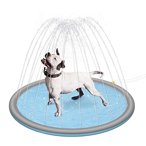 EUGAD Piscina para Perros Alfombrilla con Rociador de Agua Diámetro de 100 cm...