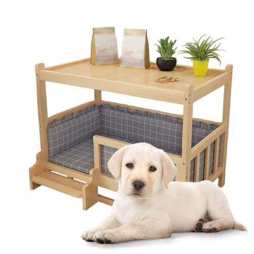 Mesita de Noche con Cama para Perro - Casa para Perro pequeño de Madera 100%...