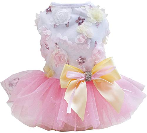 Vestido de Perro Falda de Cachorro Vestidos de Princesa para Perros Tutu Flor...
