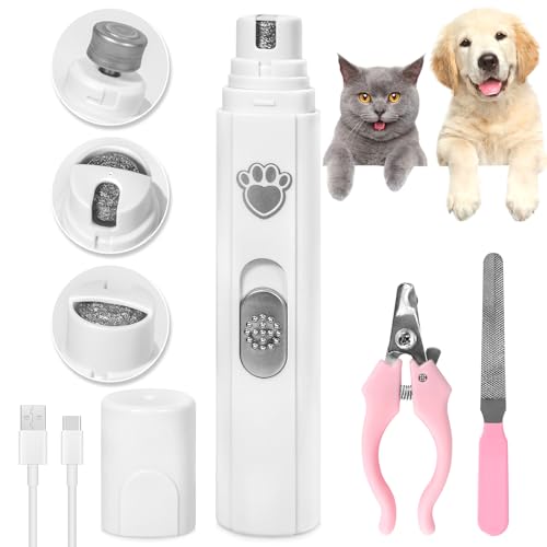 AQXONG Lima de Uñas Eléctrica para Perros y Gatos, 2...