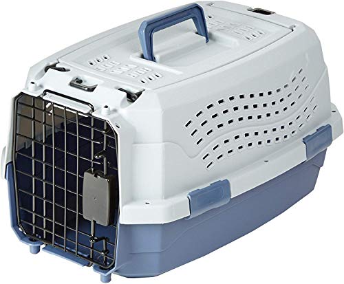 Amazon Basics - Gato Trasportín de 2 puertas con carga superior, 48 cm, Azul