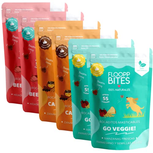 FlooppBITES Snack Perro 100% Naturales - Textura Masticable - Chuches, Premios,...