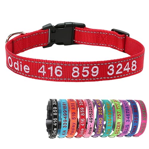 Collar de Perro Nylon Reflectante con Nombre Personalizado Collar Perro Pequeño...