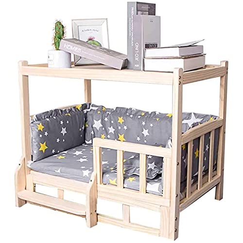 Cama elevada de madera para perros, extra grande, a prueba de masticación,...