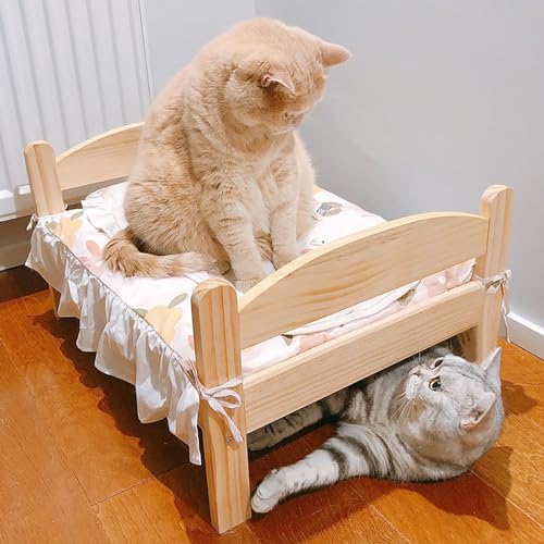 Cama para perros de madera maciza para gatos, sofá para perros, cama para...