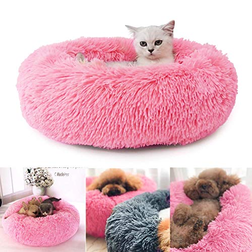 bangminda Cama de Felpa para Mascotas Perros Gatos, Cama Calmante Redonda, 50CM...