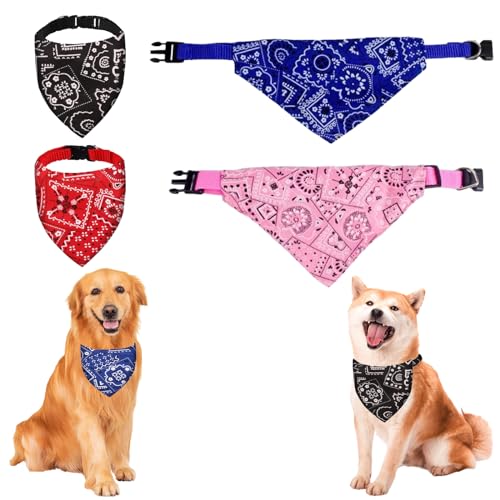 4Pcs M Collar de Bandana para Perros Bufanda para Perros Pequeño Mediano Grande...