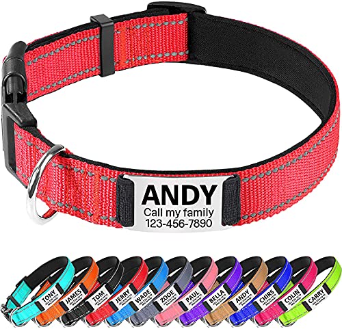 TagME Personalizado Nylon Collares para Perros, Ajustable Reflectante Collar...