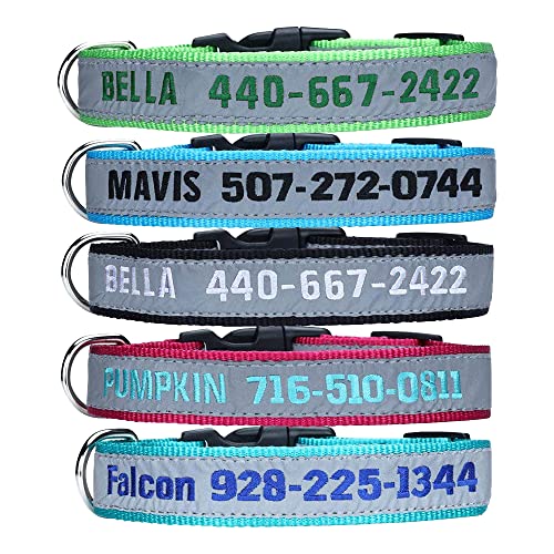 Collar de Perro Reflectante Personalizado, Nombre y número de teléfono del...