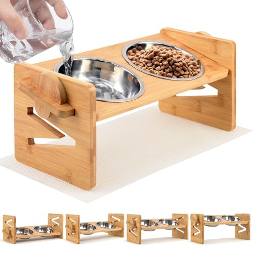Comedero Gato,Comedero Elevado Perro,Comederos para Gatos Inclinado 15° Acero...
