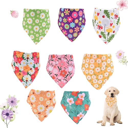 8 Unidades Bandanas Florales para Perros,Mascota Pañuelo Peto Triángulo...
