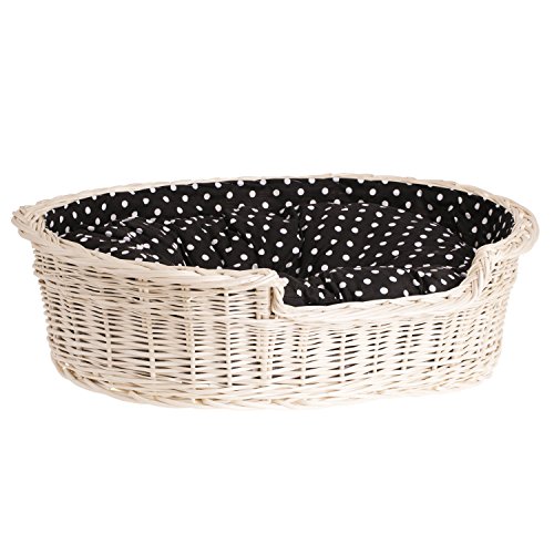 e-wicker24 Cesta para Perros de Mimbre, Beige, L 100 x B 75 x H 27 cm