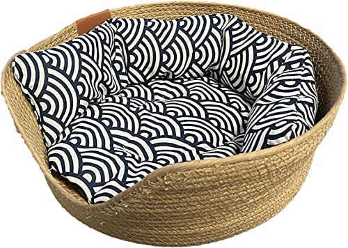 OLOTU Cama de Perro Cesta Tejida de Cuerda de algodón para Gatos, Bonita Cama...
