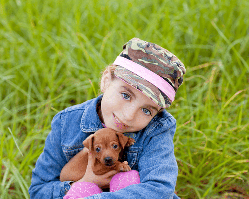 niño sin miedo a los pinscher