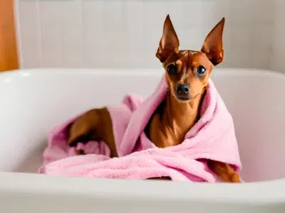como bañar a un pinscher mini