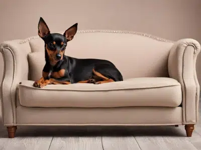mini pinscher en sofa